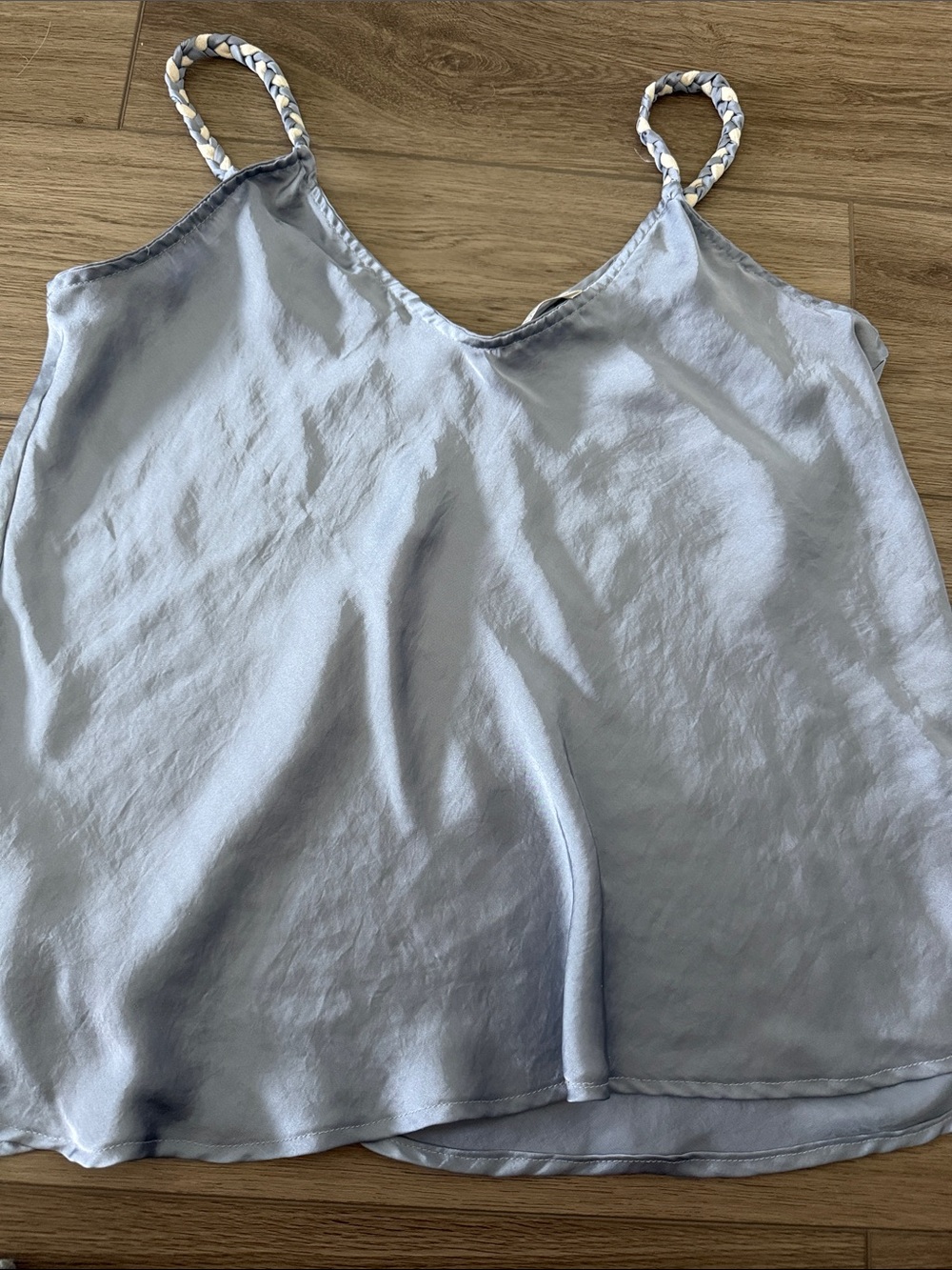 Blue Satin Flowy Tank